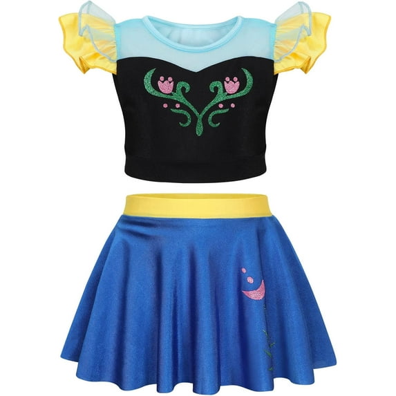 GalaGarb Girls Princess Two Piece Swimsuit Kids Bathing Suits Ruffles Fancy Swimwear Surf Beach Summer Swimming Tankini Set