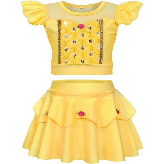 Gdledy Jankles Girls Princess Two Piece Swimsuit Kids Bathing Suits Ruffles Fancy Swimwear Surf Beach Summer Swimming Tankini Set