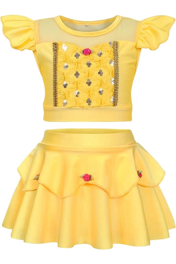 Girls Princess Two Piece Swimsuit Kids Bathing Suits Ruffles Fancy Swimwear Surf Beach Summer Swimming Tankini Set