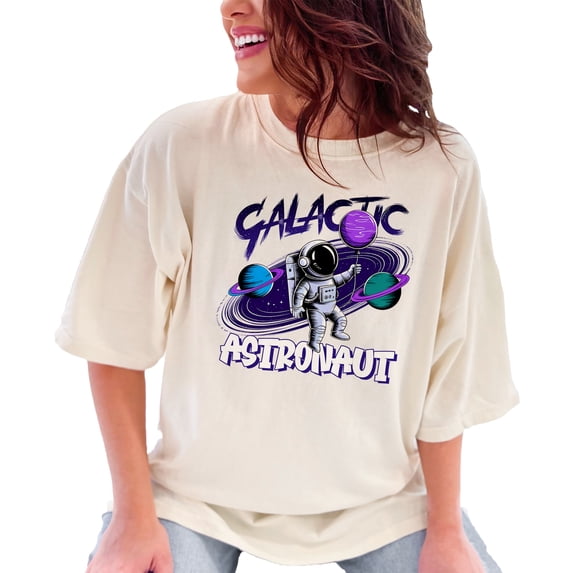 Galactic Astronaut T-Shirt, Space Explorer Graphic Tee, Cool Sci-Fi Shirt, Futuristic Astronaut Design, Outer Space Planets Art, Ivory Comfort Colors T-Shirt, 3XL
