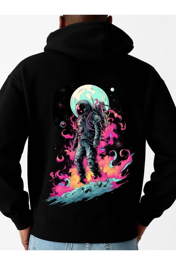Galactic Astronaut hoodies & sweatshirt men long sleeve black Drawstring Comfortable Oversized Hooded Pullover Sweatshirt funny Retro Unisex Shirt Graphic tshirts