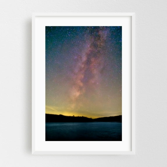The Galactic Core over North South Lake 01 - Haines Falls New York Photography Milky Way Night Sky Stars Astronomy Space Cosmic Landscape White Framed Wall Art Print 5 x 7 inches
