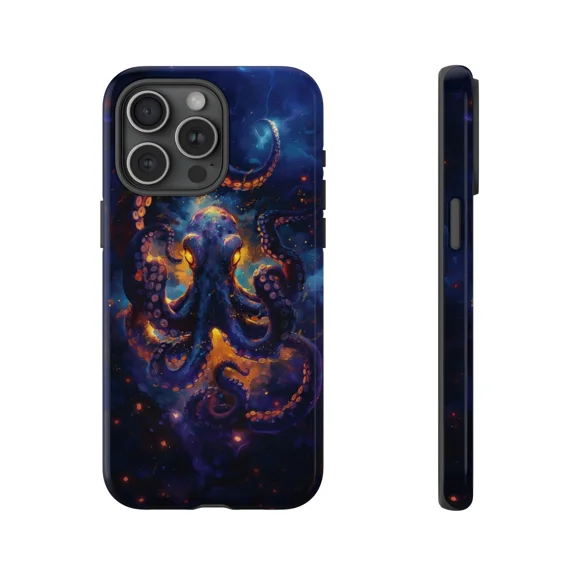 Galactic Cosmos Dark Octopus Art Case for iPhone 17 through 11 Pro Max