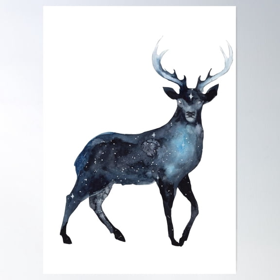 Galactic Deer Poster Wall Art, Modern Wall Decor For Living Room Bedroom, 24x36 UNFRAMED
