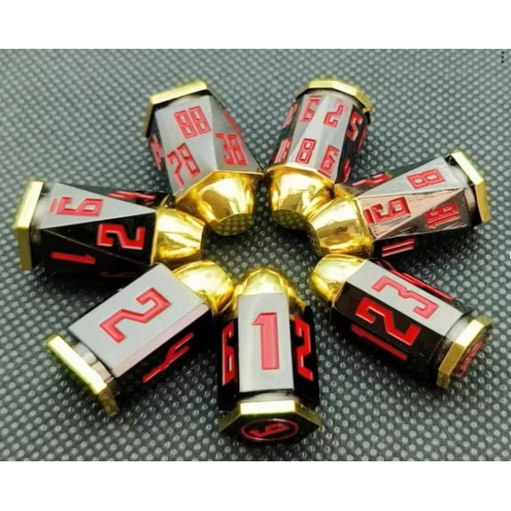 Galactic Dice Premium Dice Sets - Black & Gold Bullet Set of 7 Dice