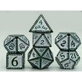 thumbnail image 1 of Galactic Dice Premium Dice Sets - Black & White Textured Metal Set of 7 Dice with Tin, 1 of 2