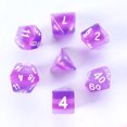 thumbnail image 1 of Galactic Dice Premium Dice Sets - Purple (Purple & White) Transparent Layer Acrylic Set of 7 Dice, 1 of 1