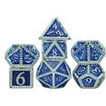 thumbnail image 1 of Galactic Dice Premium Dice Sets - Silver & Blue Textured Metal Set of 7 Dice with Tin, 1 of 2