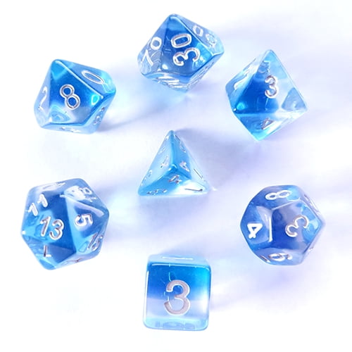 Galactic Dice Premium Dice Sets - Transparent Blue Gradient Acrylic Set of 7 Dice