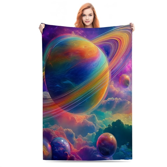 Galactic Dreamscape Soft Printed Throw Blanket - All-Season Cozy Indoor Use for Couch, Bed, Car, Camping & Travel - Perfect Gift for Kids, Boys and Girls