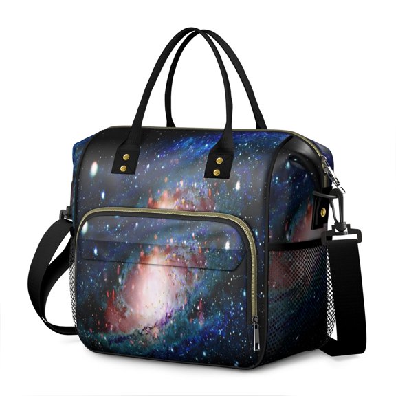 Galactic Explorer Insulated Lunch Tote – Leakproof Dual Compartment Cooler Bag with Galaxy and Nebula Prints for Travel and School