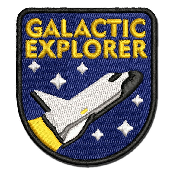 Galactic Explorer Space Ship Shuttle Stars Applique Multi-Color Embroidered Hook & Loop Patch - 3 Inch Medium