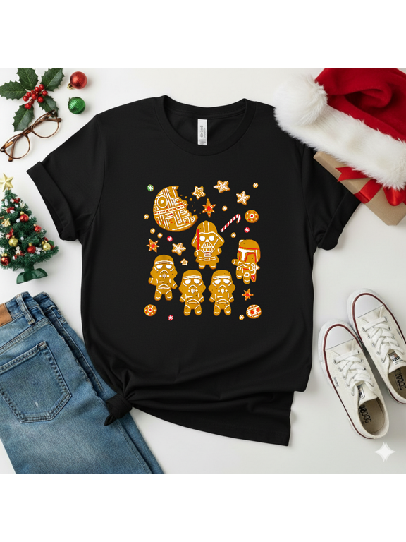 Galactic Gingerbread Holiday Fun Cookie Space Adventure Unisex T-Shirt V14124, S-5XL