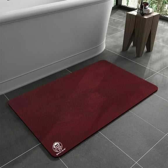 Galactic Goods Bath Mat-Bathroom Mat Rug Non Slip Super Absorbent Stain Resistant Quick Dry Thin Bath Rug-Bath Mats for Bathroom Floor Bathtub Vanity- Easy Care(Burgundy,15" x 24")