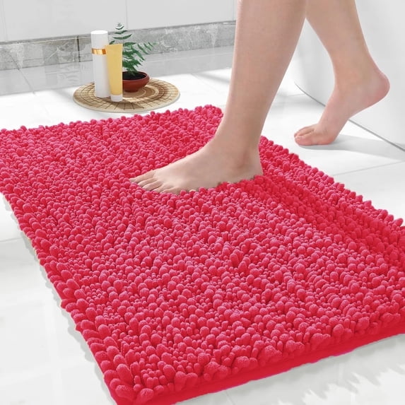 MK Gdledy Bathroom Rug Mat, Extra Soft Non Slip Absorbent Water Bath Rug, Quick Dry Machine Washable Chenille Shaggy Shower Mat, Bath Mat for Bathroom Floor