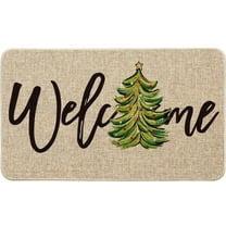 Galactic Goods Xmas Tree Christmas Welcome Doormat, Winter Home Decor Low-Profile Switch Rug Door Mat Floor Mat for Indoor Outdoor