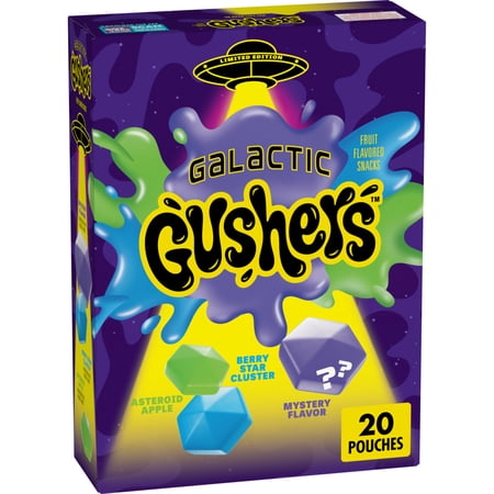 Gushers Galactic Asteroid Apple, Berry Star Cluster, Mystery Flavor Fruit Flavored Snacks 20 Count, 16 OZ