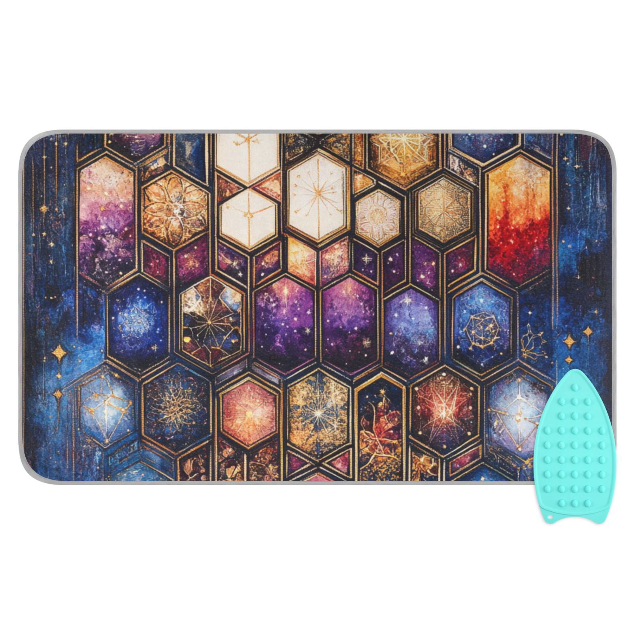 Galactic Hexagon Ironing Mat Blanket for Table Top Travel Portable Ironing Board Pad 47.2x27.6 Inch