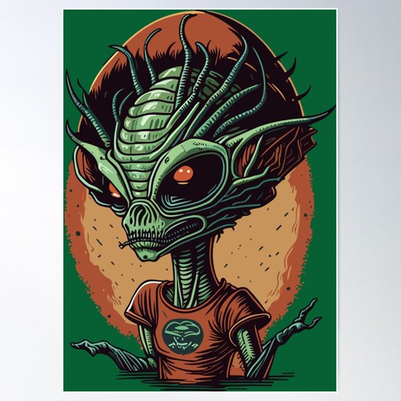 Galactic Illumination: Alien Poster Wall Art, Modern Wall Decor For Living Room Bedroom, 8x12 UNFRAMED