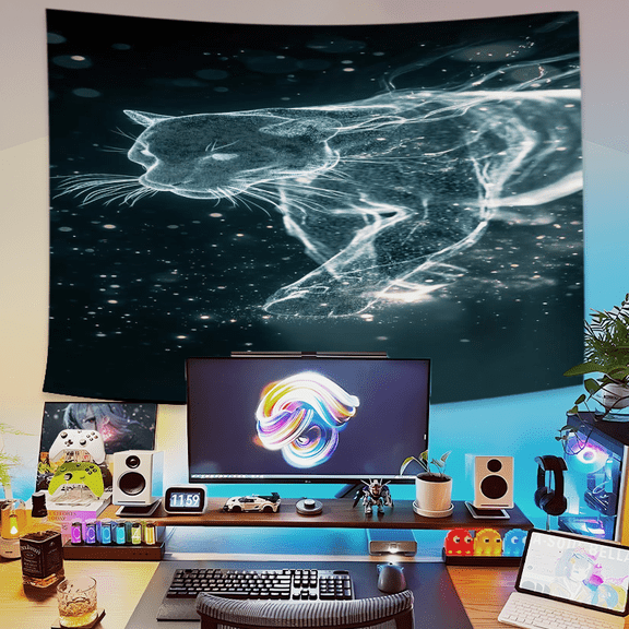Galactic Panther Wall Tapestry 28.74 x 37.4 inches Digital Art Decor for Bedroom Living Room