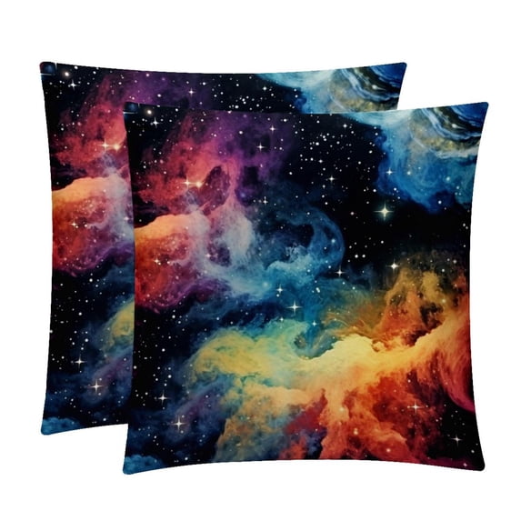 Galactic Planet Luxurious Velvet Decorative Throw Pillow Covers - Set of 2, Unique Patterns, 16x16, 18x18, 20x20 Inches for Home Decor & Gifts