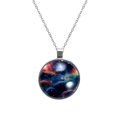thumbnail image 1 of Galactic Planet Stunning Glass Circular Pendant Necklace - Fashionable and Elegant Necklaces for Women, 1 of 5