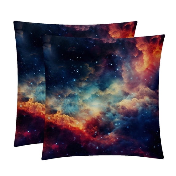 Galactic Planet Throw Pillow Covers Set of 2 - Velvet Decorative Pillow Cases with Unique Patterns, 16x16, 18x18, 20x20 Couch, Sofa - Throw Pillows for Living Room