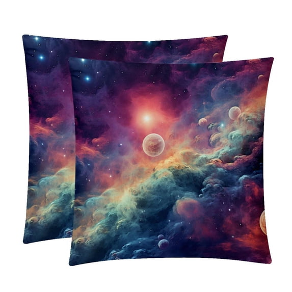 Galactic Planet Velvet Throw Pillow Covers Set with Unique Patterns - 16x16, 18x18, 20x20 Inches - 2 Throw Pillow Inserts & Covers for Any Occasion