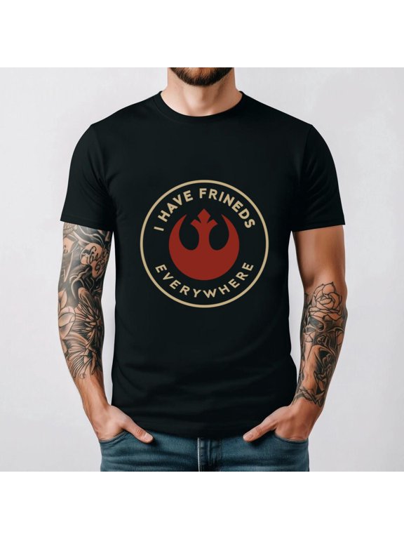 Galactic Rebel Inspired Retro Star Emblem Cosmic Fantasy Graphic T-shirt, up to size 5XL.