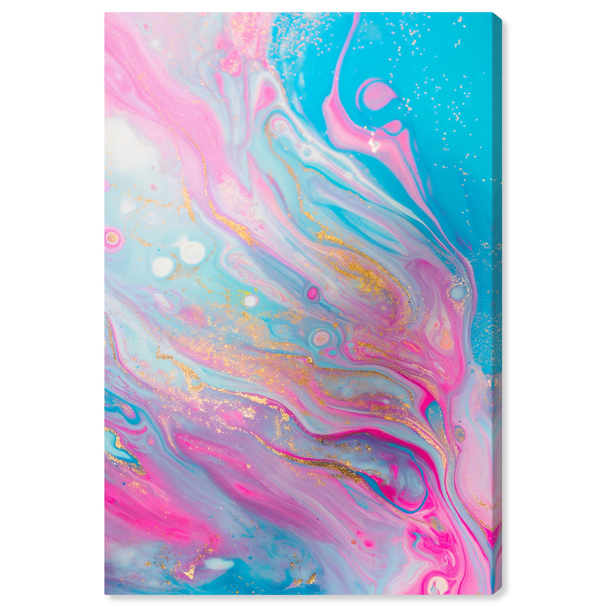 Galactic Reverie Abstract Canvas Wall Art in Blue and Gray