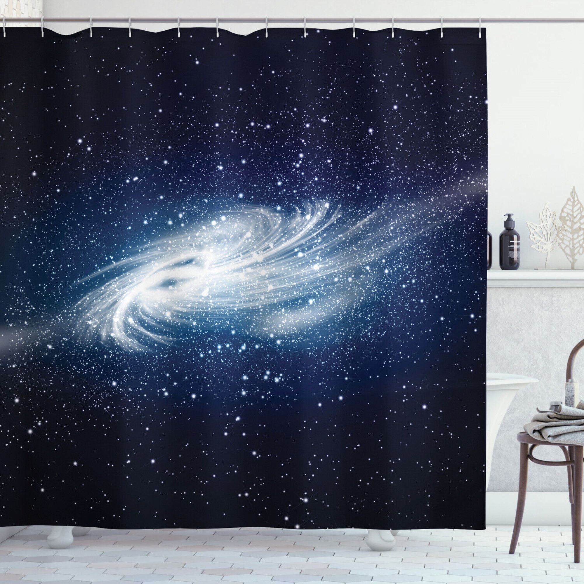 Galactic Shower Nebula & Milky Way Print for Cosmic Bathroom Decor