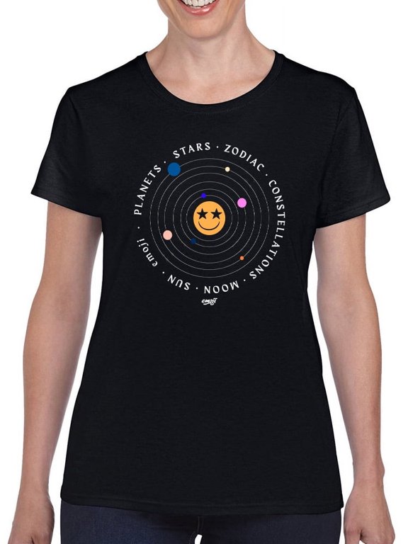 Galactic Smiley - Cosmic Orbit Emoji Graphic Women's T-shirt