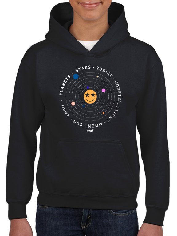 Galactic Smiley - Cosmic Orbit Emoji Graphic Youth's Hoodie