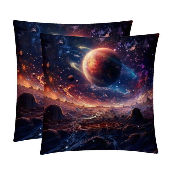 Galactic Space Luxurious Velvet Throw Covers Pillow Inserts - Set of 2 Throw Pillows with Unique Patterns - 16x16, 18x18, 20x20 Inches for Home Decor and Gifts