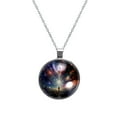 thumbnail image 1 of Galactic Space Stunning Glass Design Circular Pendant Jewelry Necklace, 1 of 5