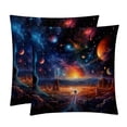 thumbnail image 1 of Galactic Space Velvet Throw Covers Pillows with Unique Patterns - Set of 2 Decorative Pillow Inserts in 16x16, 18x18, 20x20 Inches for Home Decor and More, 1 of 6