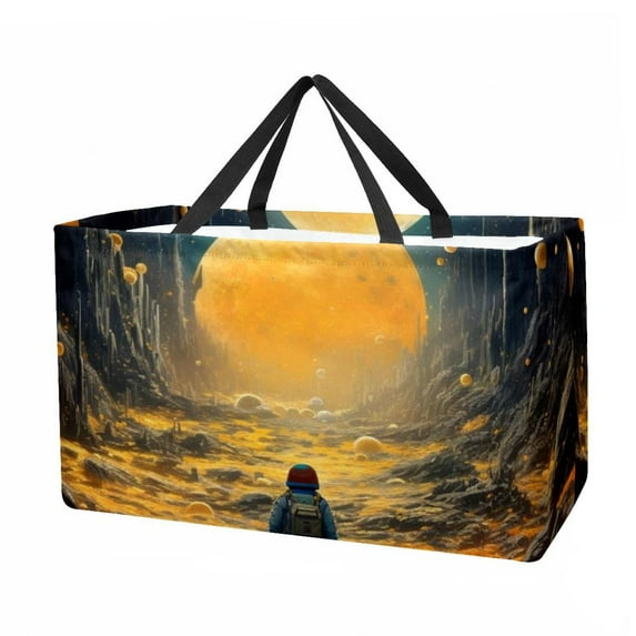 Galactic Space Versatile Oxford Cloth Reusable Storage Box - Foldable, Large Capacity Beach Bag, Shopping Bag, and Decorative Box