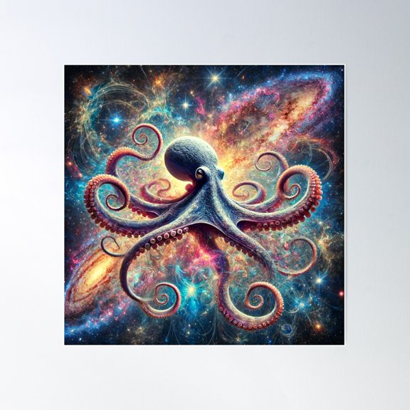 Galactic Tentacles Poster Wall Art, Modern Wall Decor For Living Room Bedroom, 17x17 UNFRAMED