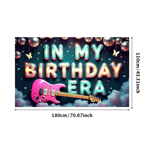 Galactic Themed Birthday Backdrop Banner with Disco Ball and Butterflies, In My Birthday Era Text, Party Decorations, Birthday Party Photography Props, Photo Booth Backgrounds