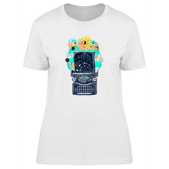 Galactic Typewriter Graphic T-Shirt Women -Image by Shutterstock, Female Small