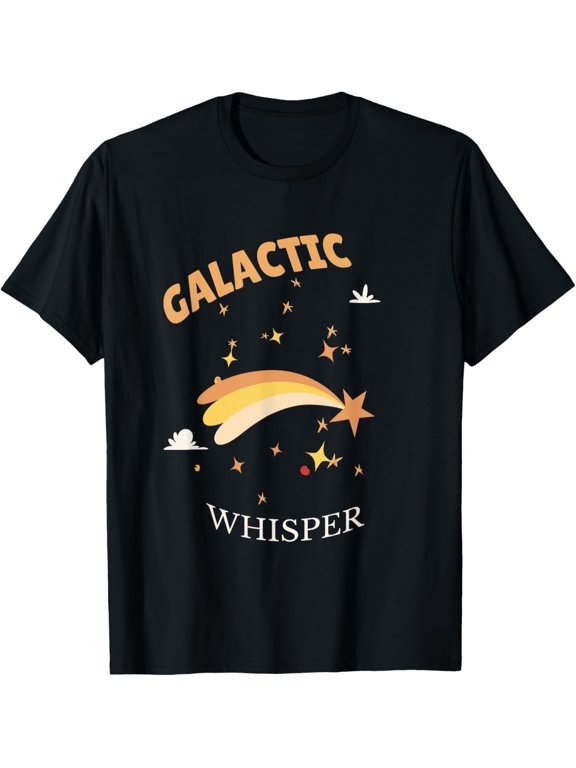 Galactic Whisper Retro Shooting Stars Designs Present T-Shirt men and women can wear, black, white, gifts
