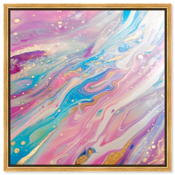 Galactic Whispers Canvas Geode Abstract Art by Art Remedy, Gold Frame, 40" x 40"