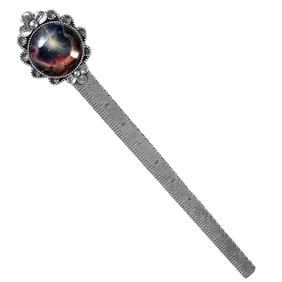 Galactic space Elegant Vintage Silver Lace-Edged Bookmark - Gift for Readers and Book Lovers - Book Accessories