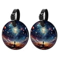 thumbnail image 1 of Galactic space Set of 2pcs PU Leather Round Suitcase Tags with Privacy Cover and Name ID Tag - Ideal for Travel Luggage, Handbags, Backpacks, School Bags, 1 of 6
