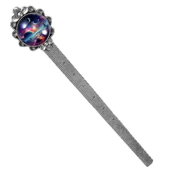 Galactic space Vintage Silver Lace-Edged Bookmark: a Gift for Readers and Book Lovers