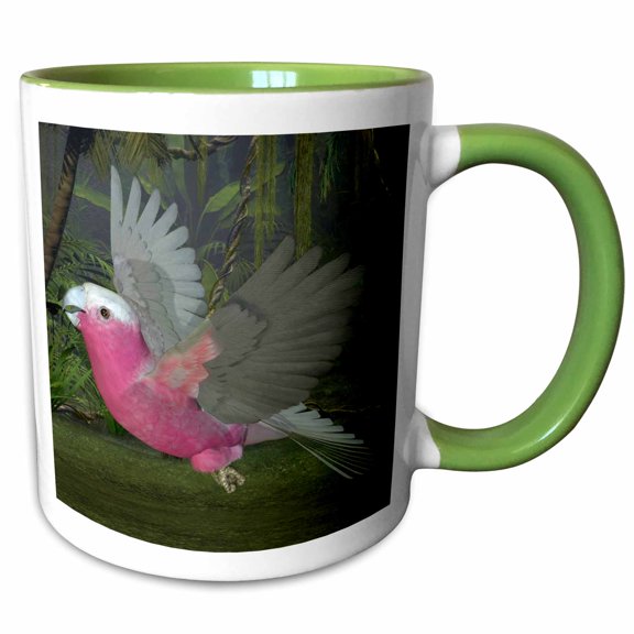 3drose, Galah Parrot, 11oz Two-tone Green Mug