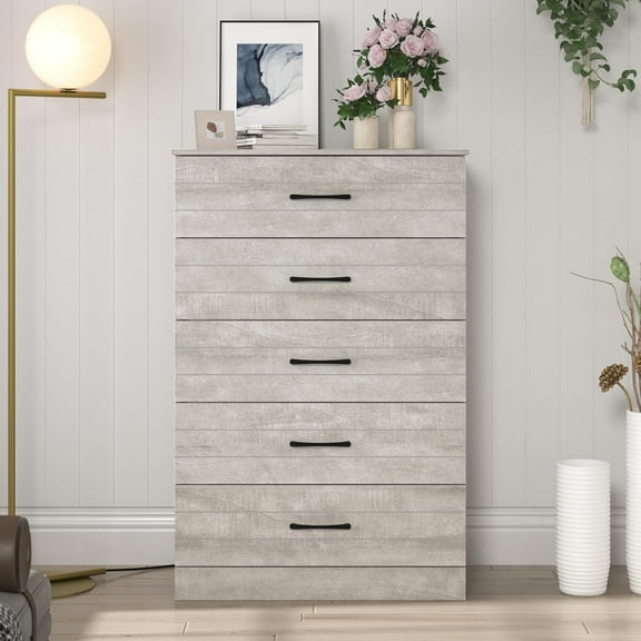 Galano Elis 5 Drawer Chest - Dusty Grey Oak