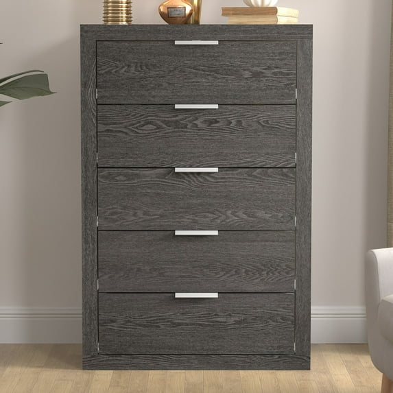 Harlowin 5-Drawer Dark Grey Oak Chest of Drawers