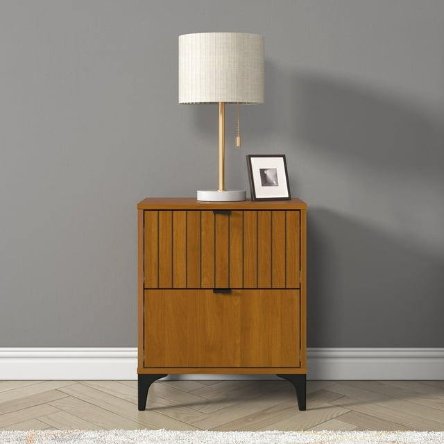 Galano Zaffy 2 Drawer Nightstand,Bedside Table , Amber Walnut