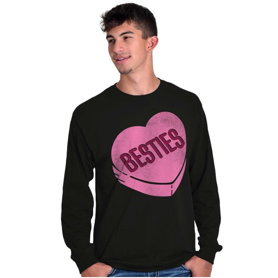 Galantine's Besties Candy Heart Women Plus Size Long Sleeve Graphic Tee Brisco Brands 3X